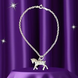 Rare Antique Southwestern Sterling Silver Horse Pony Charm Cable Chain Bracelet